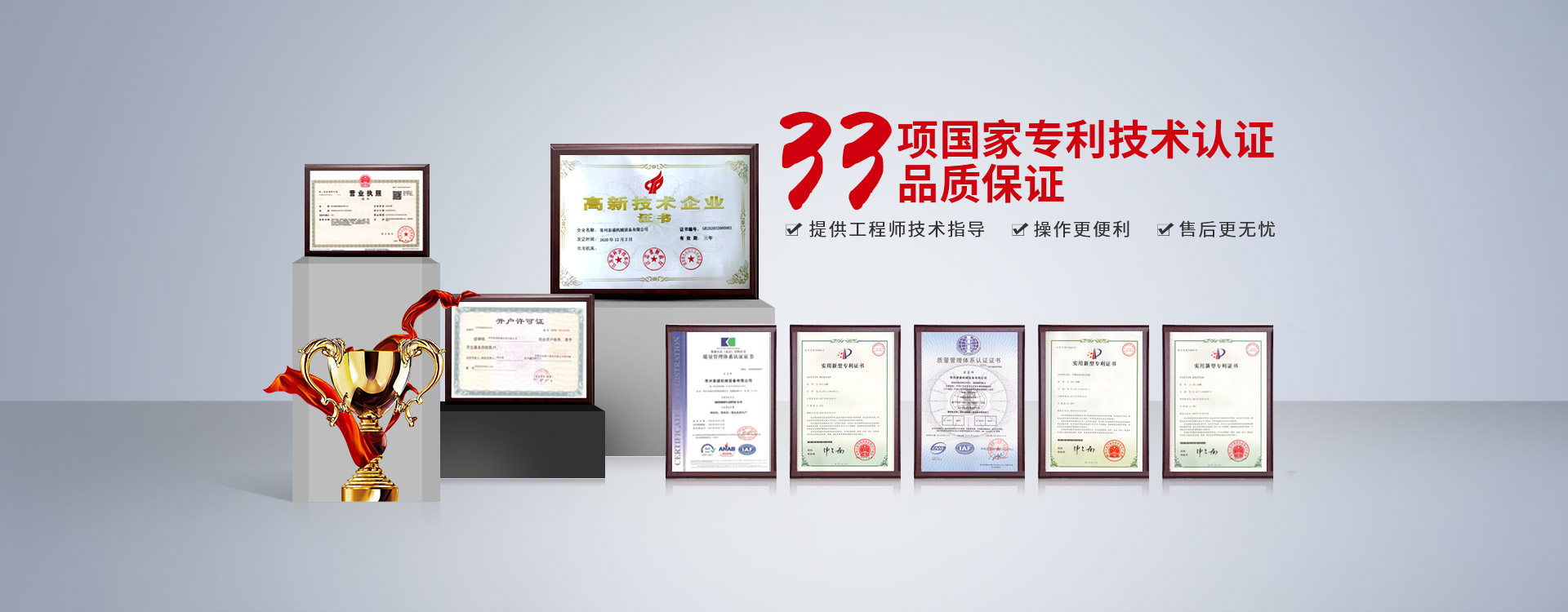 泰盛機(jī)械13項(xiàng)國家專利技術(shù)認(rèn)證